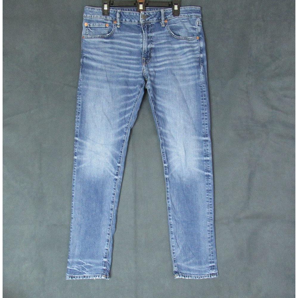 American Eagle Jeans Mens 34X34 Blue Flex Slim Straight Western Cowboy Moto Punk